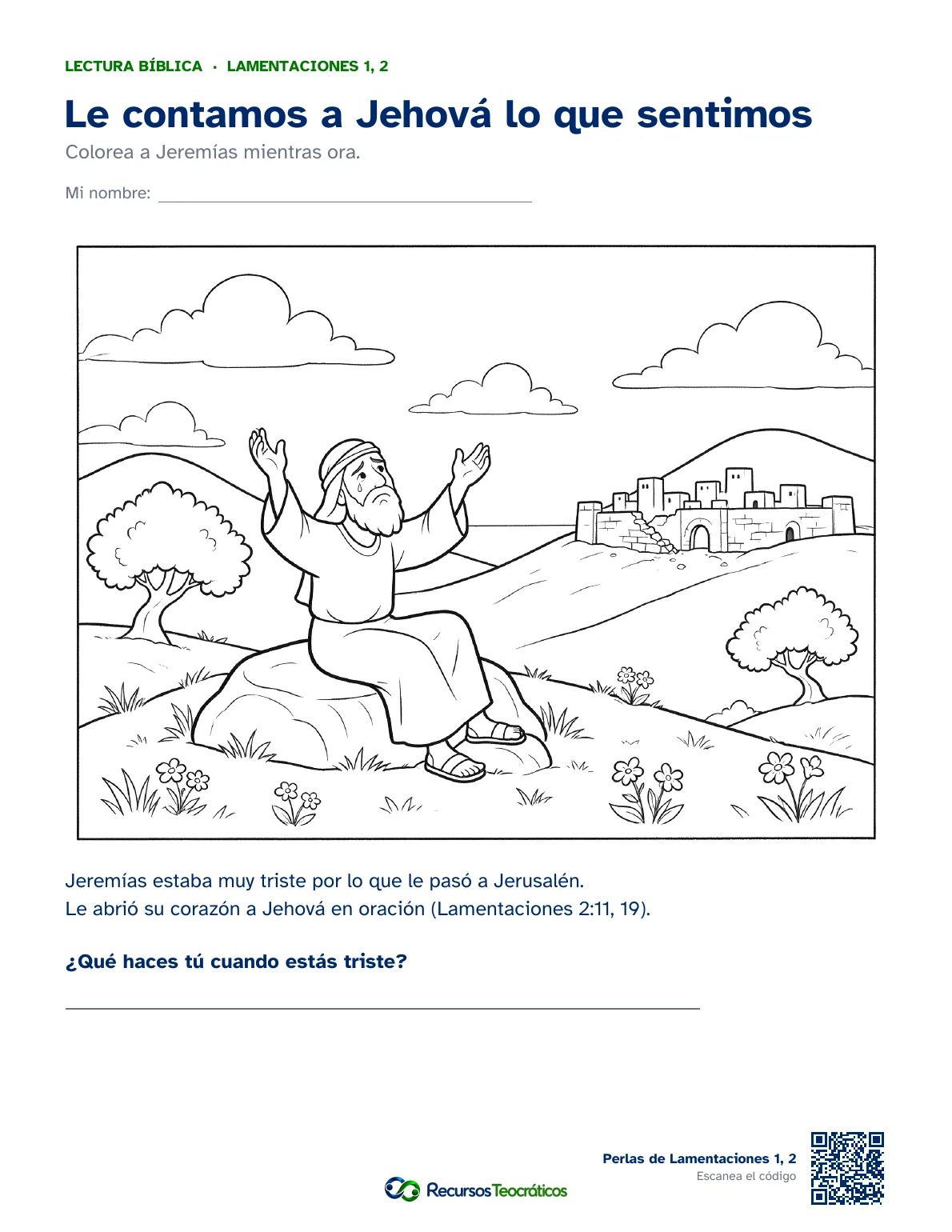 Cómo se ve: Lamentaciones 1-2 · Dibujo para colorear para niños
