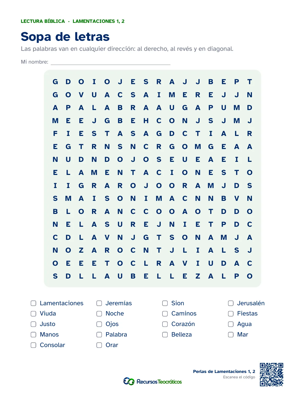 Cómo se ve: Lamentaciones 1-2 · Sopa de letras bíblica